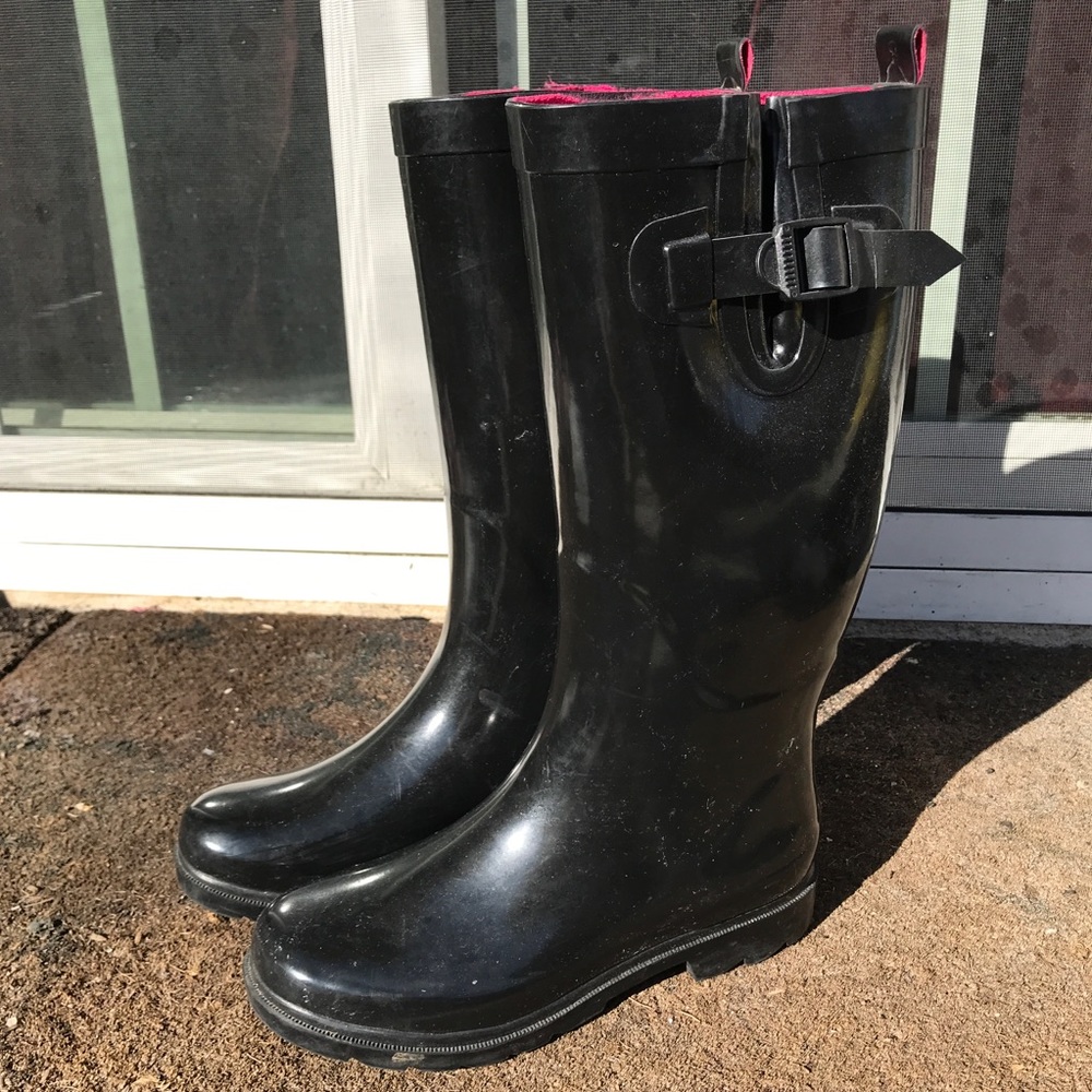 Capelli New York Black Tall Rubber Rain Boots